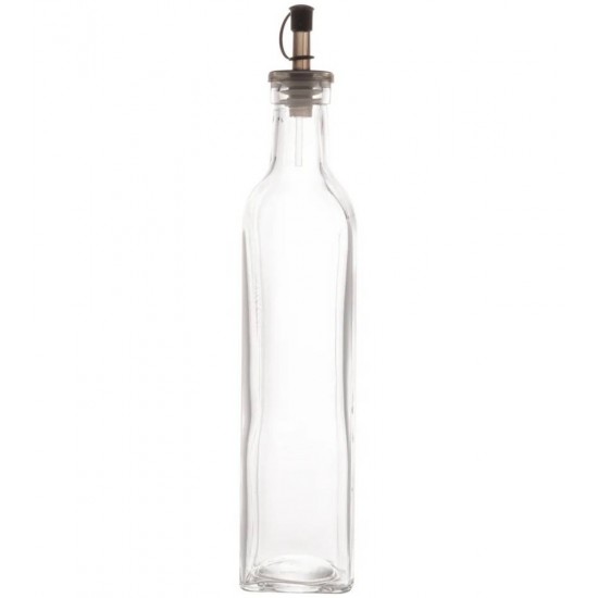 Garrafa 510ml para Azeite de Vidro com Tampa Plástica Preta 